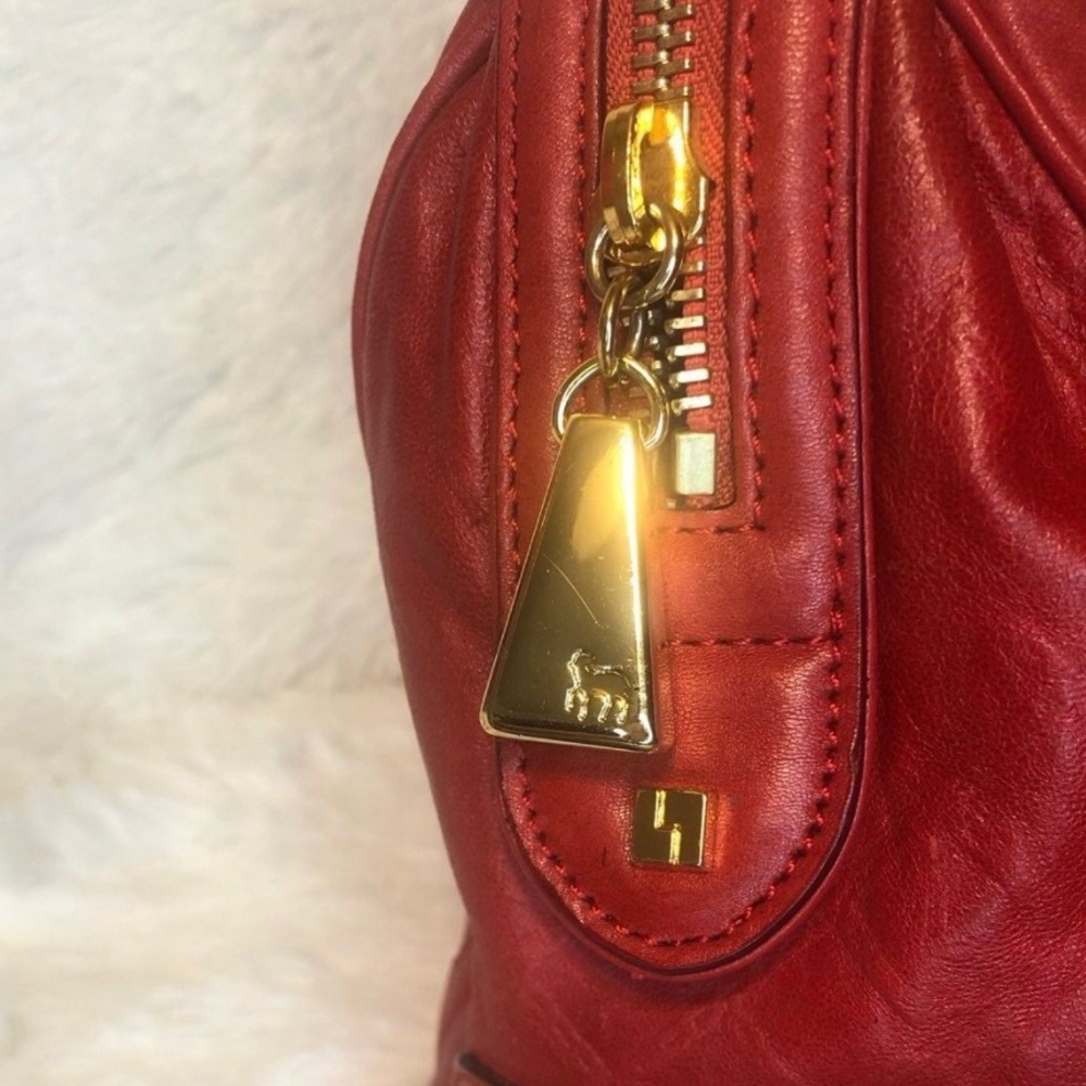 L.A.M.B. Red & Orange Alston Saddle  Y2K White Era Handbag - Picture 8 of 16